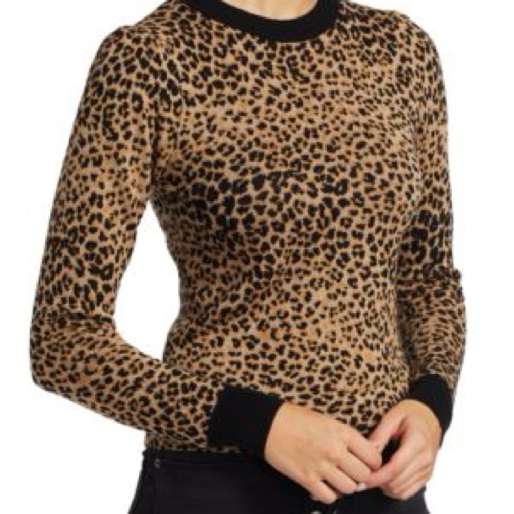 FRAME cheetah print puff sleeve sweater